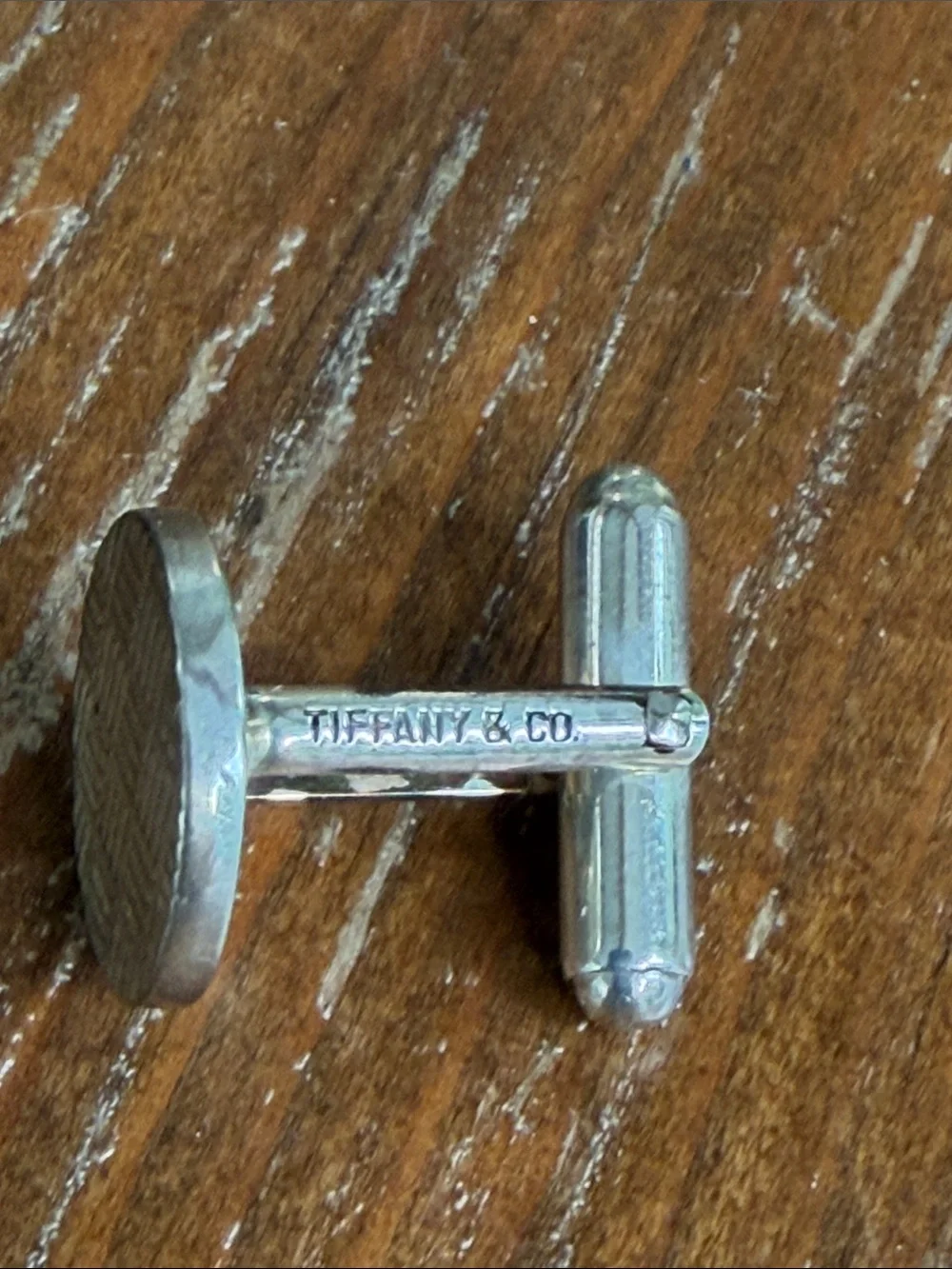 Tiffany & Co. Sterling Silver Textured Round Cufflinks. Excellent condition.